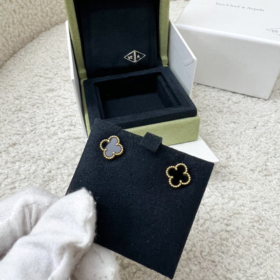 Van Cleef & Arpels VCA Sweet Alhambra Earstuds with Onyx in 18K Yellow Gold