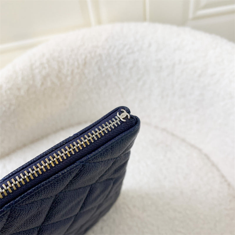 Chanel Medium O-Case Clutch in Navy Caviar and SHW