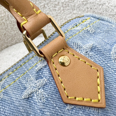 LV Nano Speedy in Light Blue Denim and GHW (Model: M11212)