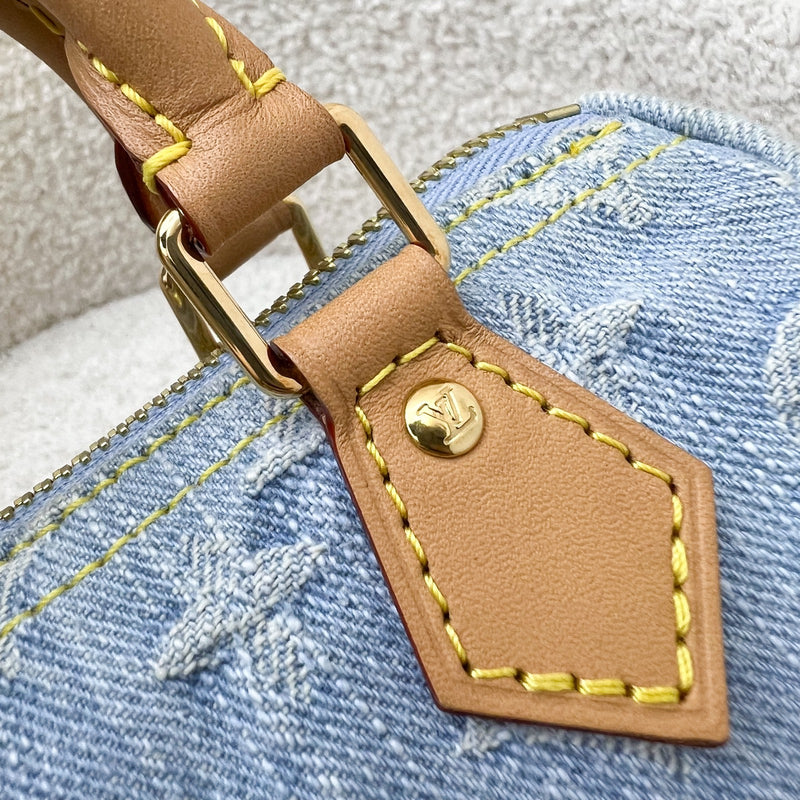 LV Nano Speedy in Light Blue Denim and GHW (Model: M11212)
