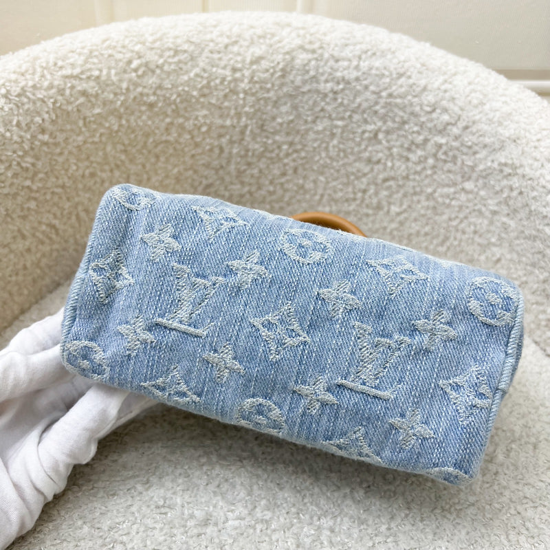 LV Nano Speedy in Light Blue Denim and GHW (Model: M11212)