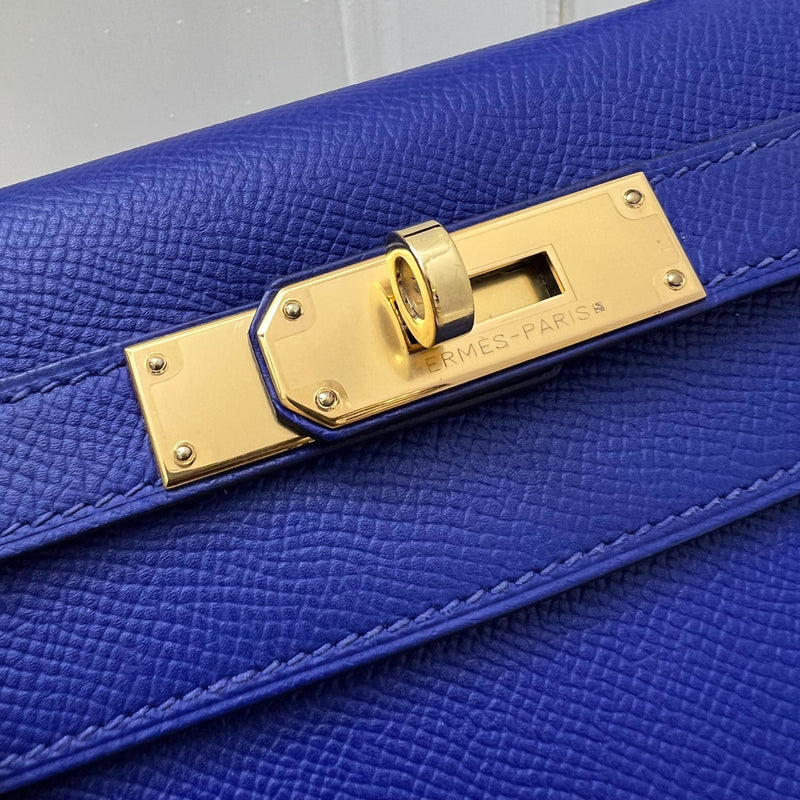 Hermes Kelly 28 Sellier in Bleu Electrique Epsom Leather and GHW