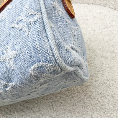 LV Nano Speedy in Light Blue Denim and GHW (Model: M11212)