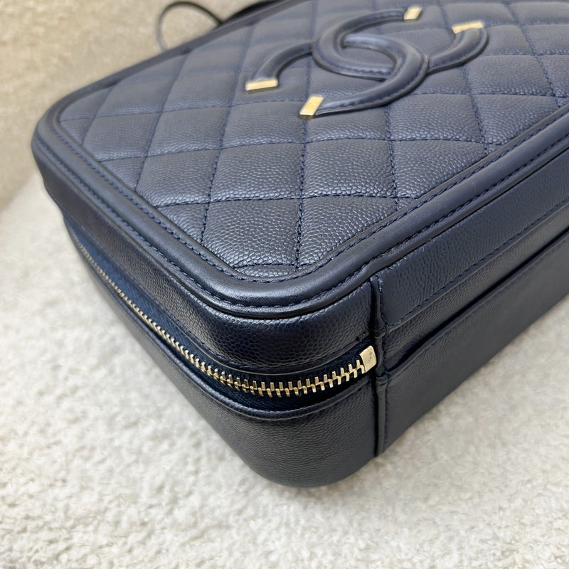 Chanel Medium Filigree Vanity in Navy Caviar and AGHW