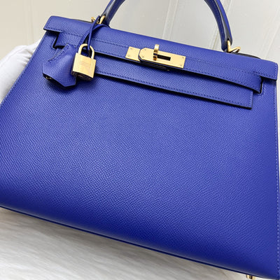 Hermes Kelly 28 Sellier in Bleu Electrique Epsom Leather and GHW