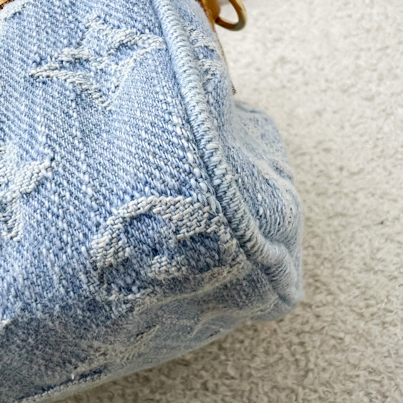 LV Nano Speedy in Light Blue Denim and GHW (Model: M11212)