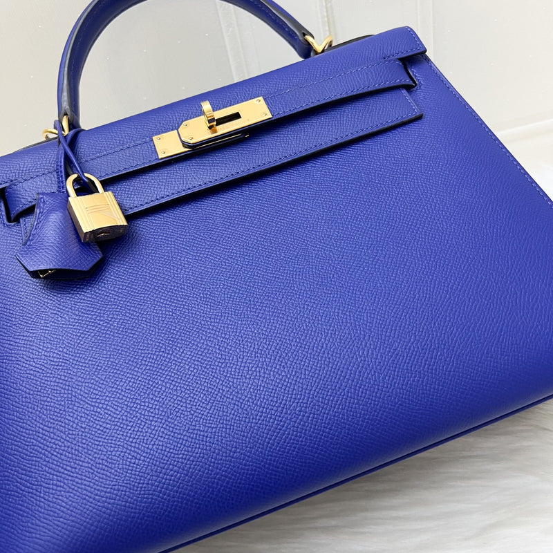 Hermes Kelly 28 Sellier in Bleu Electrique Epsom Leather and GHW