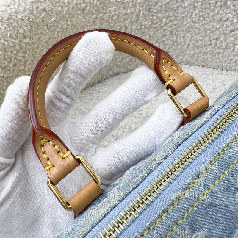 LV Nano Speedy in Light Blue Denim and GHW (Model: M11212)
