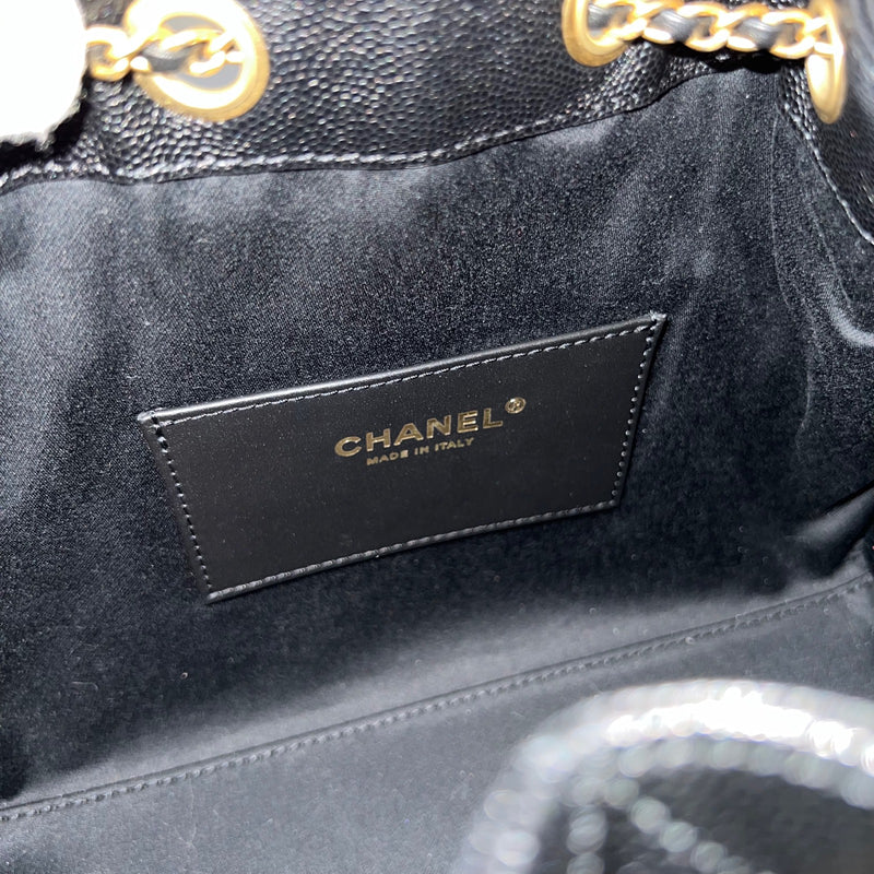 Chanel 25 Small Hobo Bag in Black Caviar and AGHW (Model: AS5293)