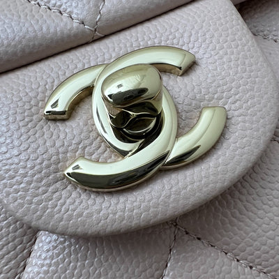 Chanel Small Classic Flap CF in 21C Rose Clair Light Pink Caviar and LGHW