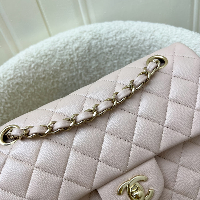 Chanel Small Classic Flap CF in 21C Rose Clair Light Pink Caviar and LGHW