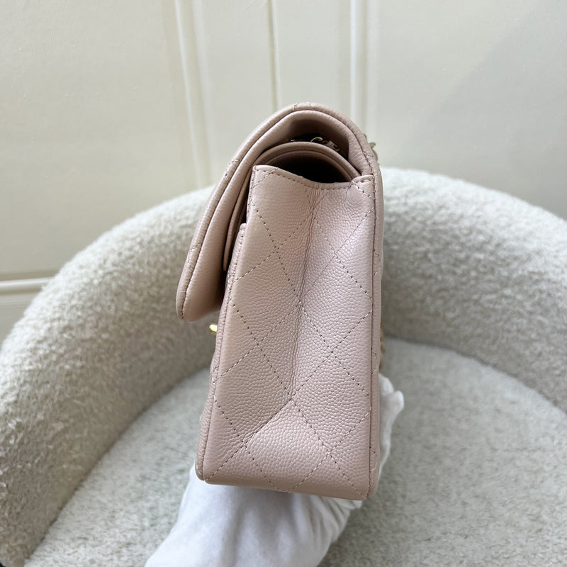 Chanel Small Classic Flap CF in 21C Rose Clair Light Pink Caviar and LGHW