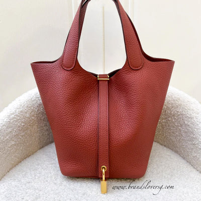 Hermes Picotin 18 in Brique Clemence Leather and GHW