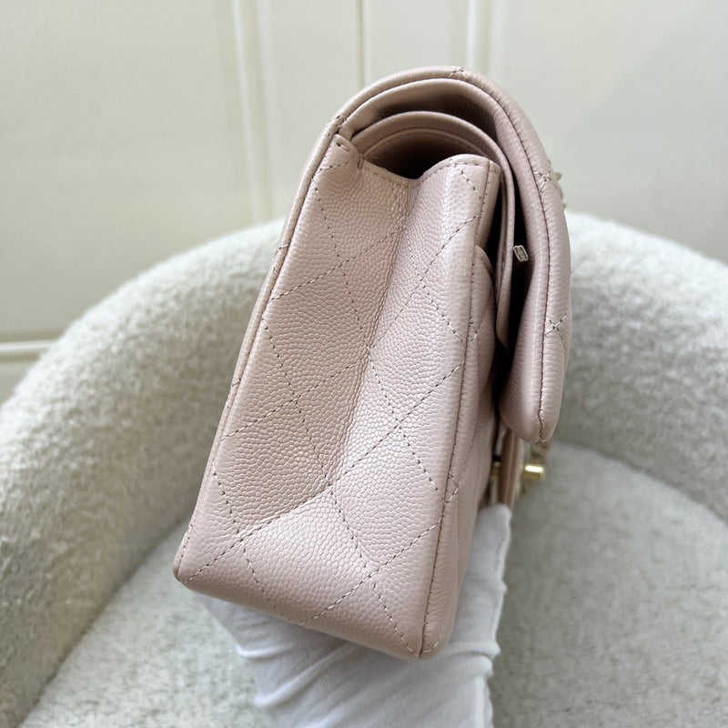 Chanel Small Classic Flap CF in 21C Rose Clair Light Pink Caviar and LGHW