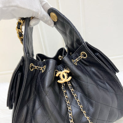 Chanel 25 Small Hobo Bag in Black Caviar and AGHW (Model: AS5293)