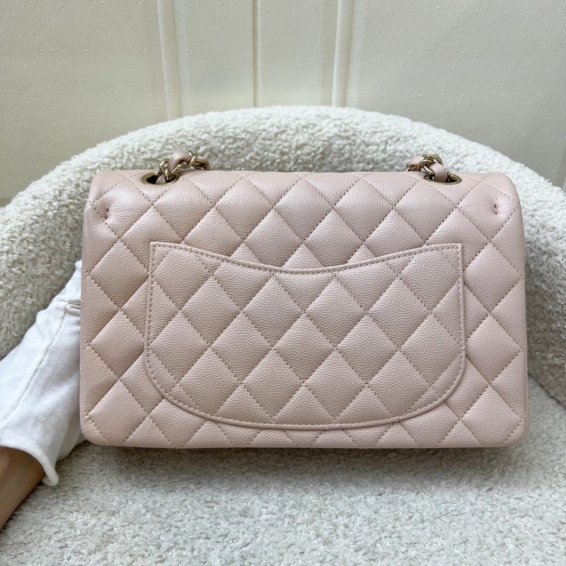 Chanel Small Classic Flap CF in 21C Rose Clair Light Pink Caviar and LGHW