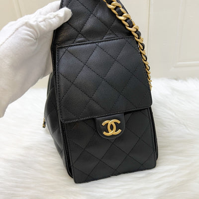 Chanel 25 Small Hobo Bag in Black Caviar and AGHW (Model: AS5293)