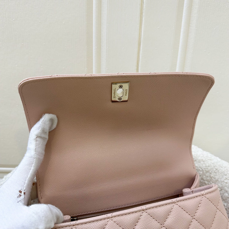 Chanel Small (24cm) Coco Handle in 21A Light Pink Caviar and LGHW