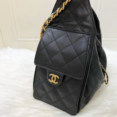 Chanel 25 Small Hobo Bag in Black Caviar and AGHW (Model: AS5293)