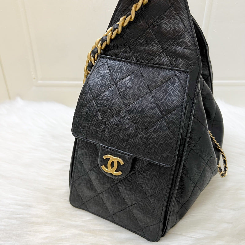 Chanel 25 Small Hobo Bag in Black Caviar and AGHW (Model: AS5293)