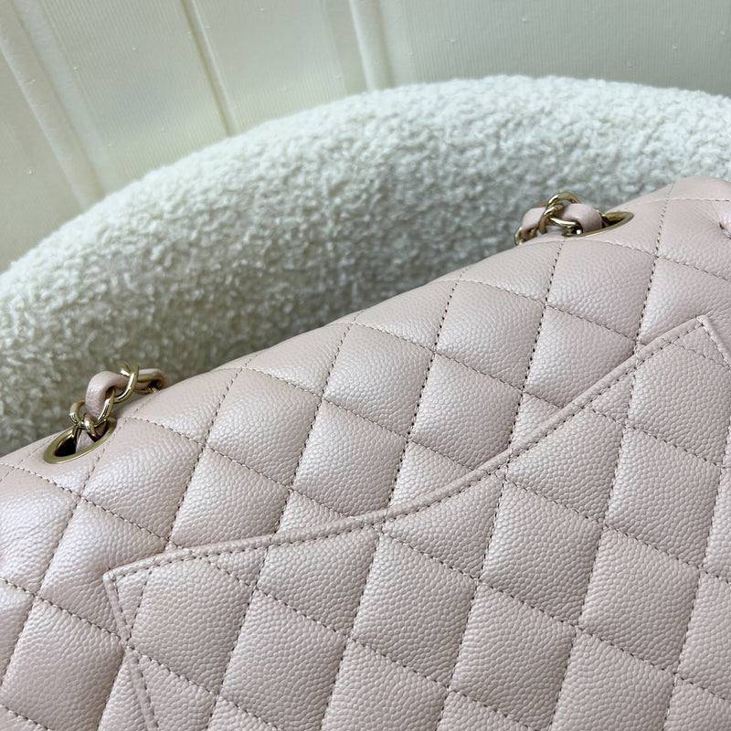 Chanel Small Classic Flap CF in 21C Rose Clair Light Pink Caviar and LGHW
