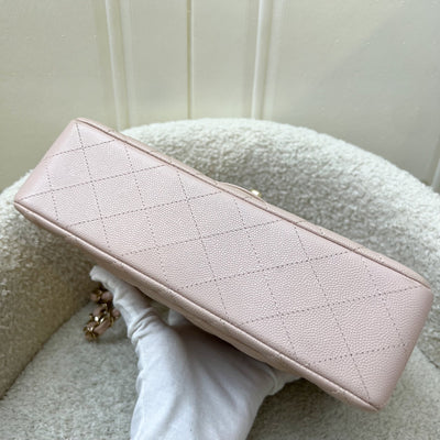 Chanel Small Classic Flap CF in 21C Rose Clair Light Pink Caviar and LGHW