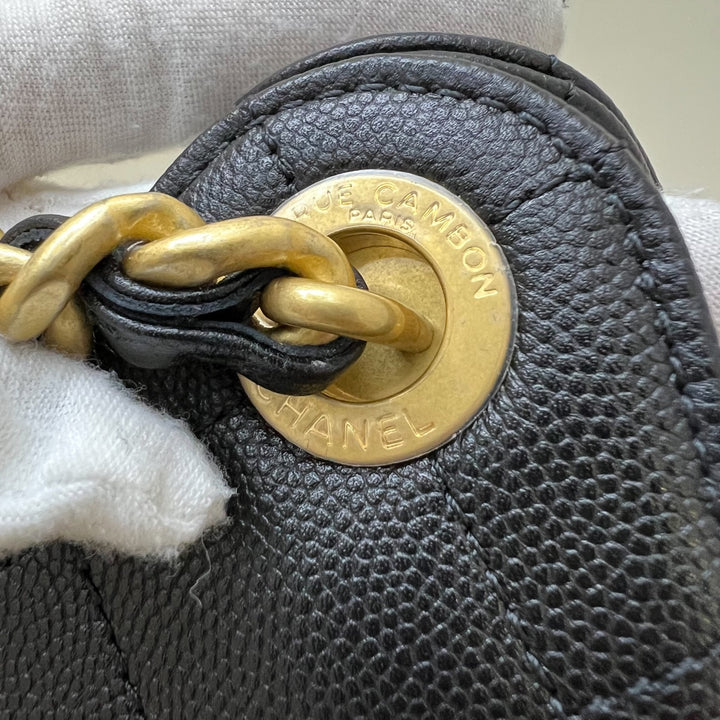 Chanel 25 Small Hobo Bag in Black Caviar and AGHW (Model: AS5293