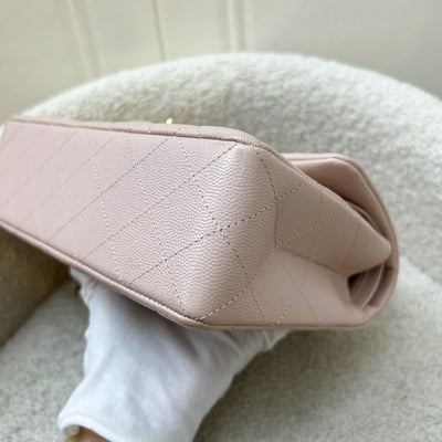 Chanel Small Classic Flap CF in 21C Rose Clair Light Pink Caviar and LGHW