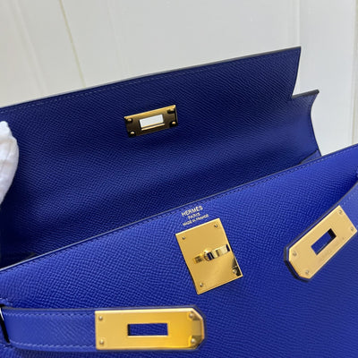 Hermes Kelly 28 Sellier in Bleu Electrique Epsom Leather and GHW