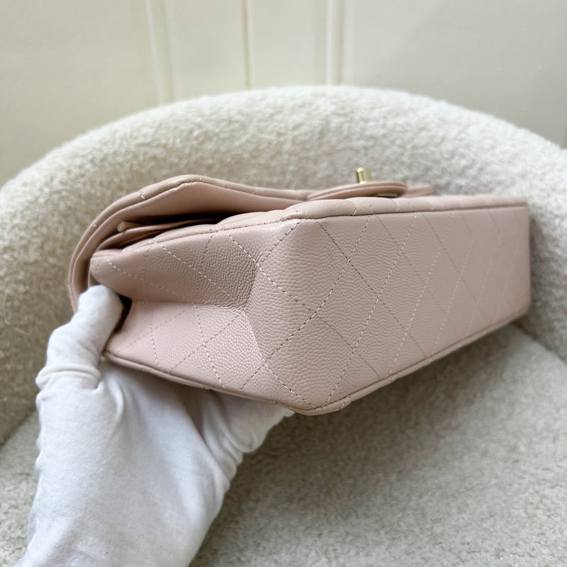 Chanel Small Classic Flap CF in 21C Rose Clair Light Pink Caviar and LGHW