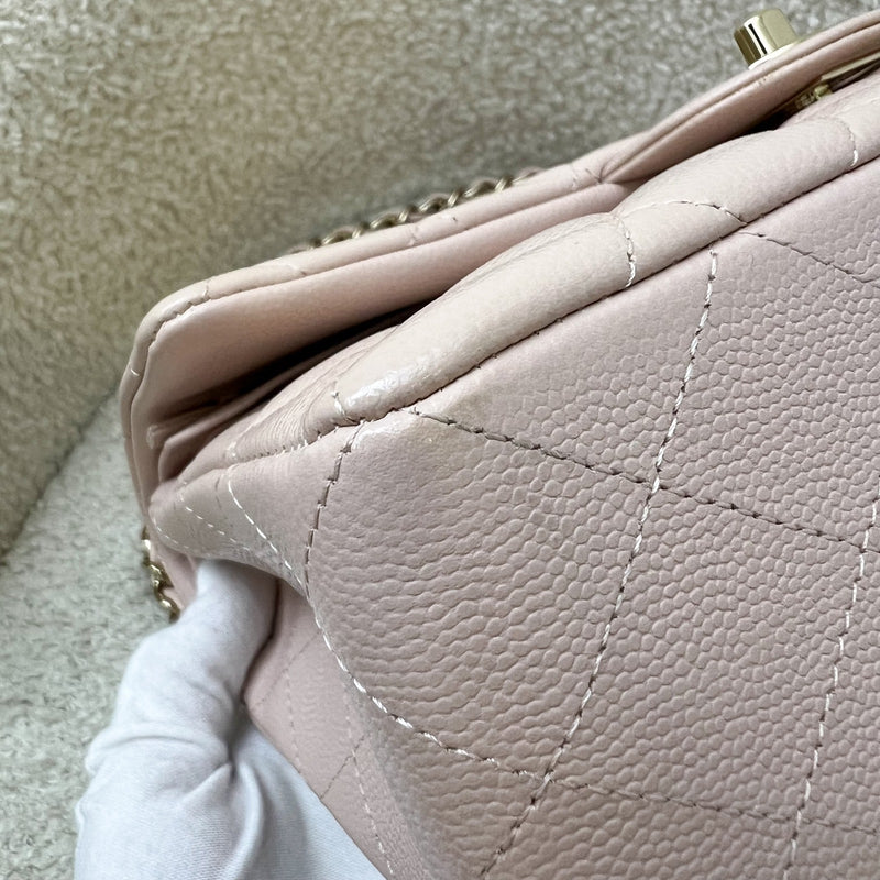 Chanel Small Classic Flap CF in 21C Rose Clair Light Pink Caviar and LGHW