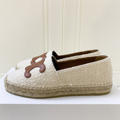 Celine Triomphe Espadrilles in Cream Tweed Size 38