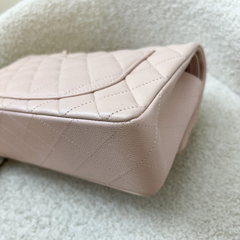 Chanel Small Classic Flap CF in 21C Rose Clair Light Pink Caviar and LGHW