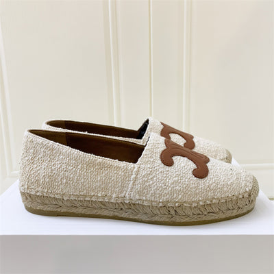 Celine Triomphe Espadrilles in Cream Tweed Size 38