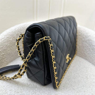 Chanel 22B Medium (25cm) Seasonal Chain Flap in Black Caviar and GHW