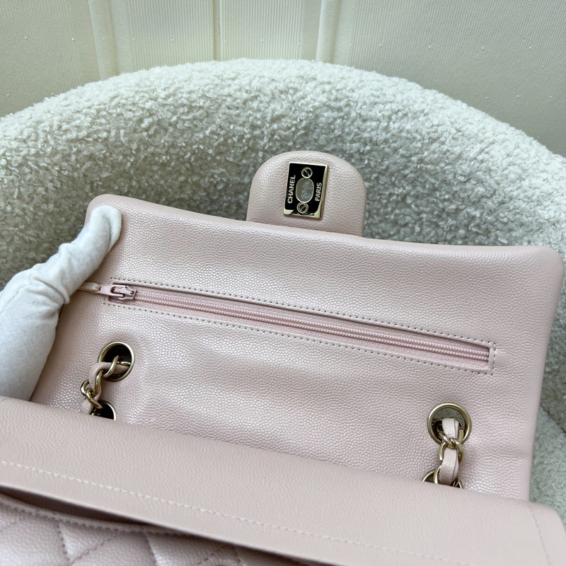 Chanel Small Classic Flap CF in 21C Rose Clair Light Pink Caviar and LGHW