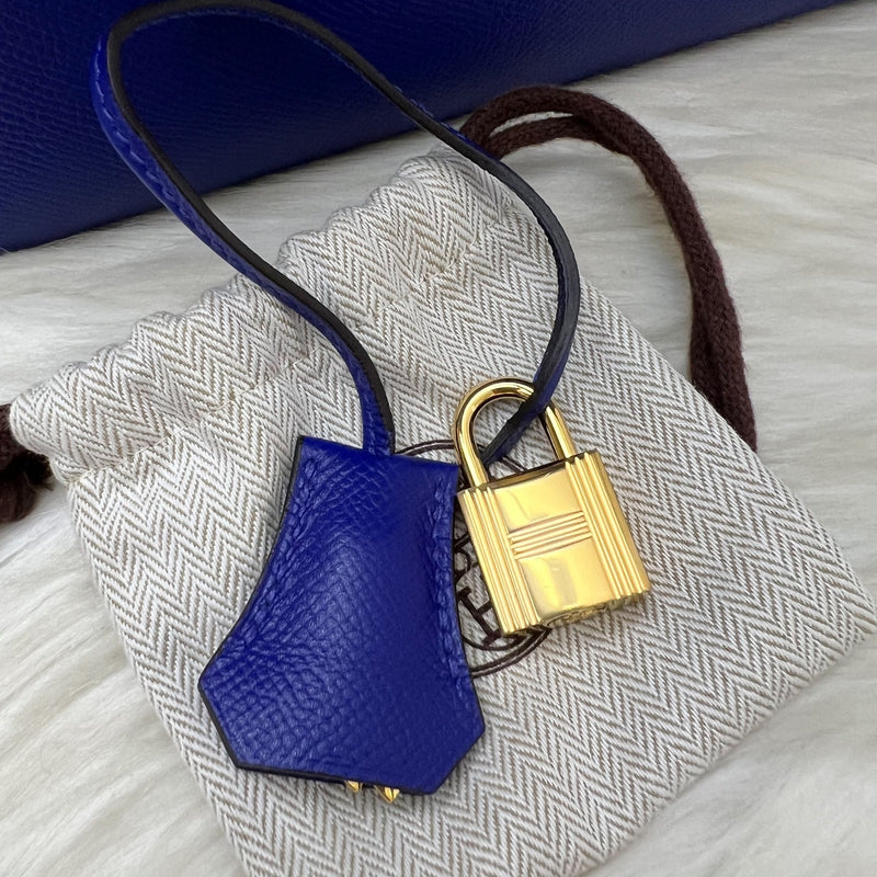 Hermes Kelly 28 Sellier in Bleu Electrique Epsom Leather and GHW