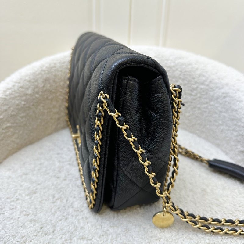 Chanel 22B Medium (25cm) Seasonal Chain Flap in Black Caviar and GHW