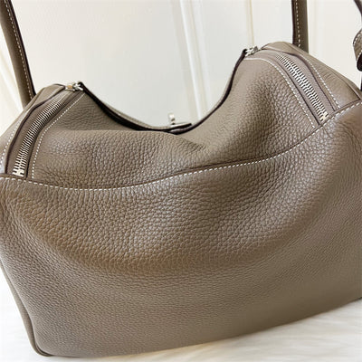 Hermes Lindy 30 in Etoupe Clemence Leather PHW