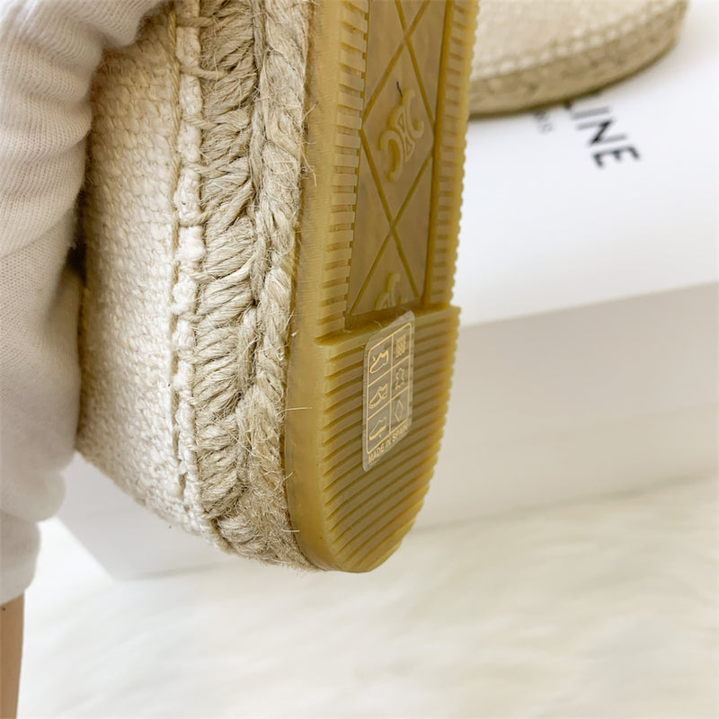 Celine Triomphe Espadrilles in Cream Tweed Size 38