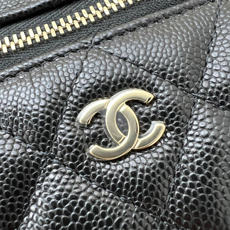 [Dec 2024] Chanel Vanity / Clutch with Chain (LP Style Bag) in Black Caviar and LGHW (Model: AP4385)