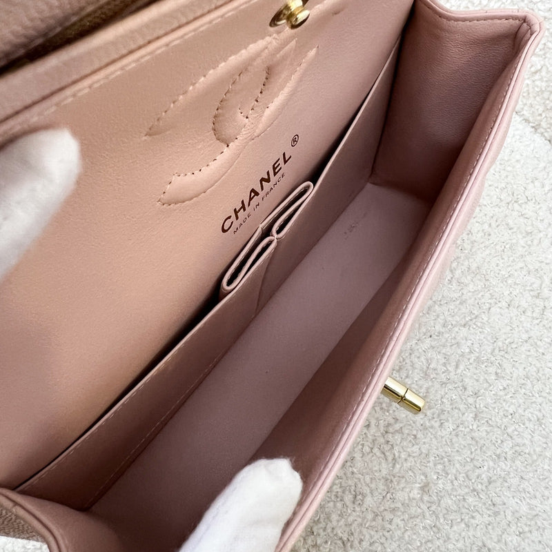 Chanel Small Classic Flap CF in 21C Rose Clair Light Pink Caviar and LGHW