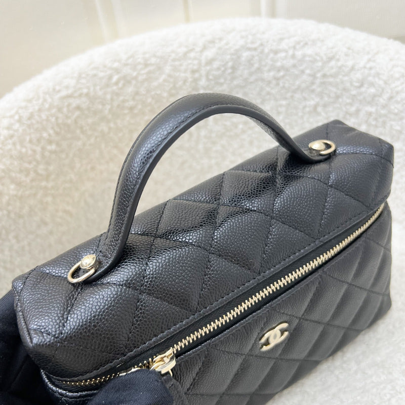 [Dec 2024] Chanel Vanity / Clutch with Chain (LP Style Bag) in Black Caviar and LGHW (Model: AP4385)