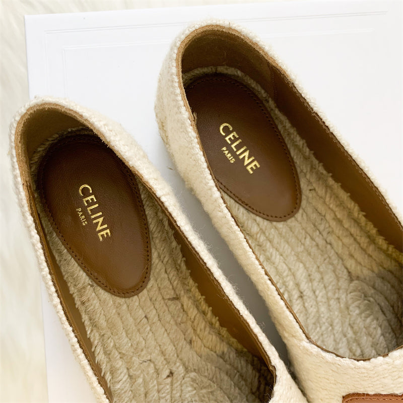 Celine Triomphe Espadrilles in Cream Tweed Size 38