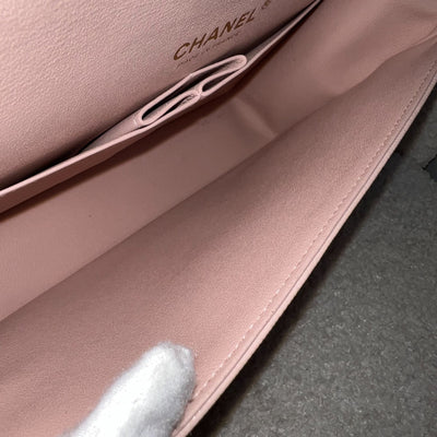Chanel Small Classic Flap CF in 21C Rose Clair Light Pink Caviar and LGHW
