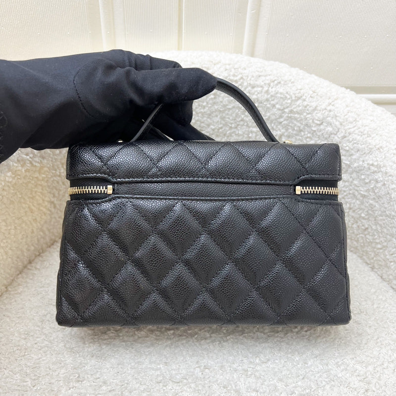 [Dec 2024] Chanel Vanity / Clutch with Chain (LP Style Bag) in Black Caviar and LGHW (Model: AP4385)