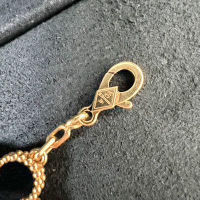 Van Cleef & Arpels VCA Vintage Alhambra 5 Motifs Black Onyx Bracelet in 18K Yellow Gold (Ref: VCARA41300)