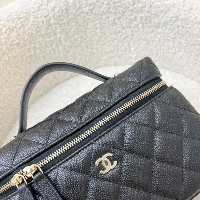 [Dec 2024] Chanel Vanity / Clutch with Chain (LP Style Bag) in Black Caviar and LGHW (Model: AP4385)