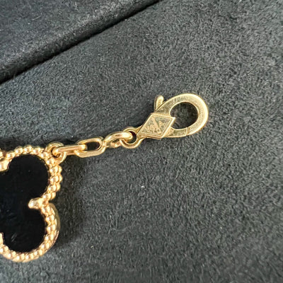 Van Cleef & Arpels VCA Vintage Alhambra 5 Motifs Black Onyx Bracelet in 18K Yellow Gold (Ref: VCARA41300)