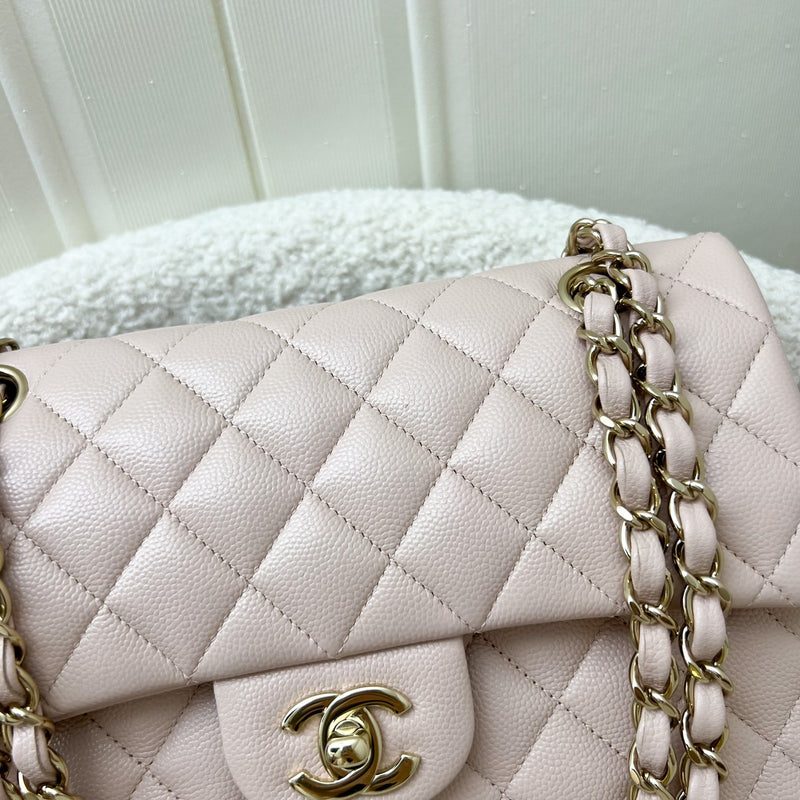 Chanel Small Classic Flap CF in 21C Rose Clair Light Pink Caviar and LGHW